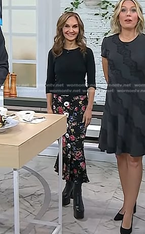 Joy's black floral skirt on Today