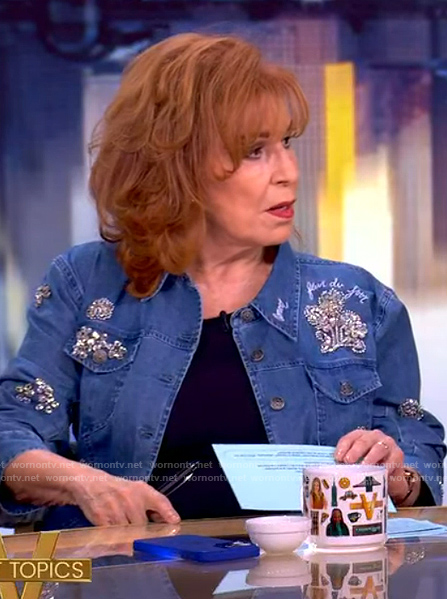 Joy's denim crystal embellished jacket on The View