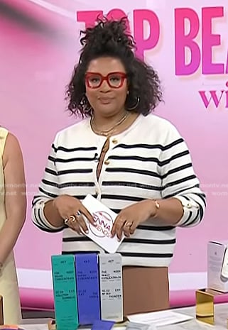Julee Wilson's white striped cardigan on Today