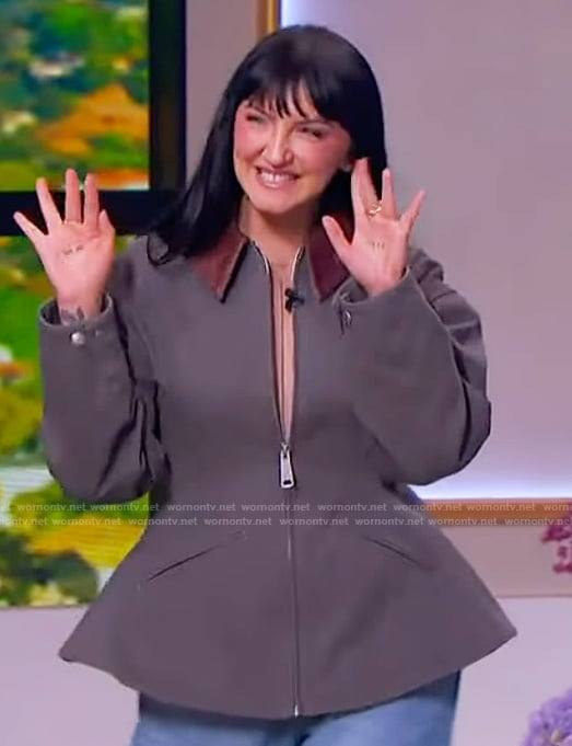 Julia Michaels's gray peplum jacket on The Jennifer Hudson Show