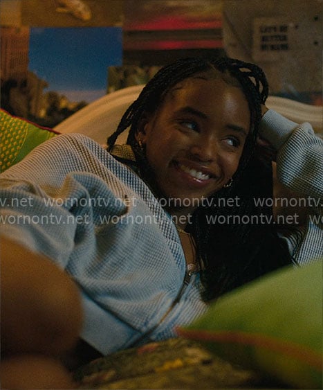 Keisha's grey waffle-knit hoodie on Forever