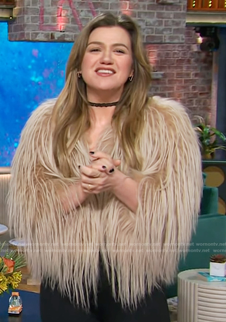 Kelly's fur jacket on The Kelly Clarkson Show