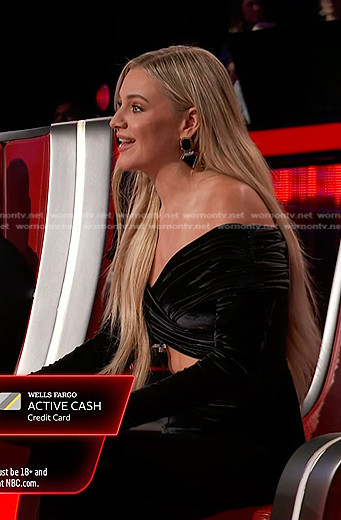 Kelsea Ballerini's black cutout velvet jumpsuit on The Voice