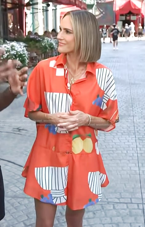 Keltie's red fruit print romper on E! News