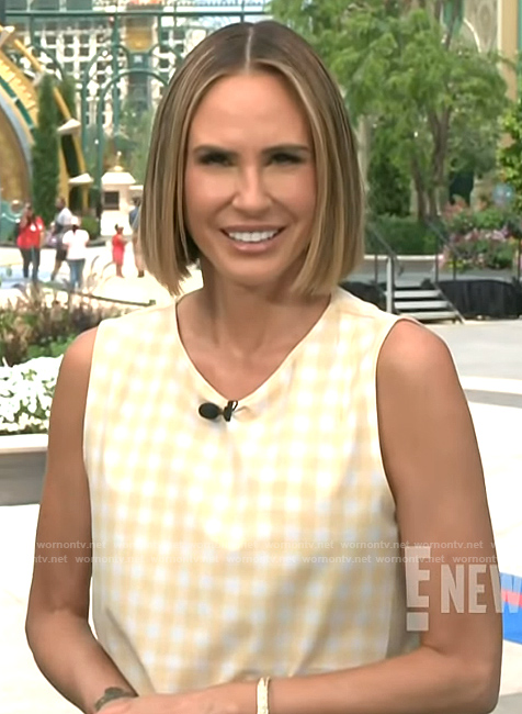 Keltie's yellow gingham check top on E! News