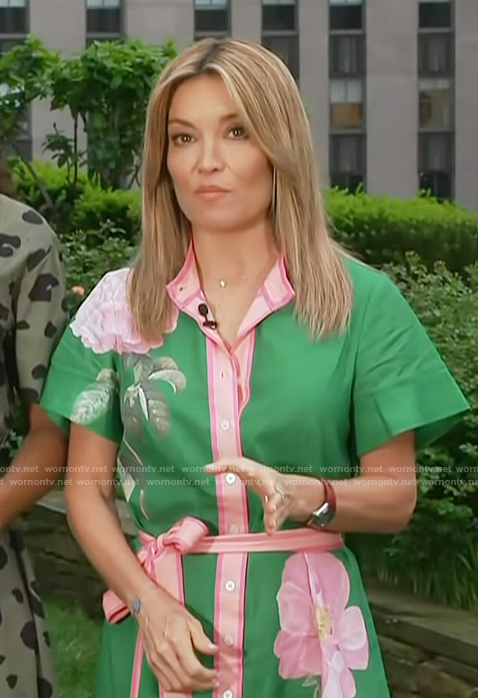 Kit's green and pink floral print dress on Access Hollywood