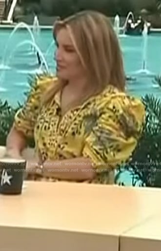 Kit's yellow floral print mini dress on Access Hollywood