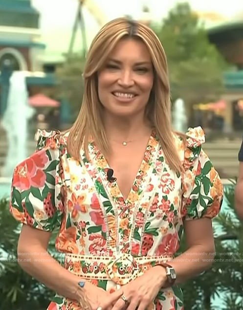 Kit's floral print belted romper on Access Hollywood