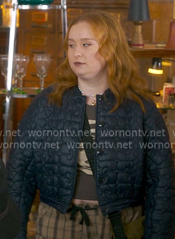 Lila's black quilted bomber jacket on The Four Seasons