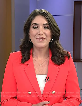 Liz Kreutz’s coral orange double breasted blazer on Today