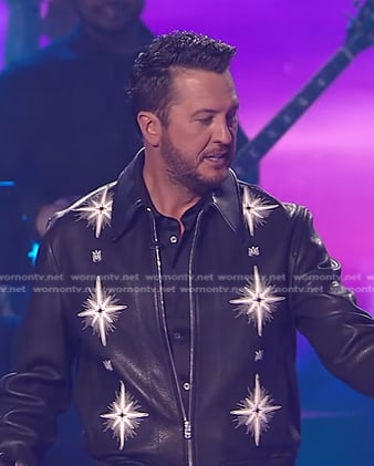 Luke Bryan's black starburst leather jacket on American Idol