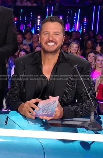 Luke Bryan's black embellished blazer on American Idol