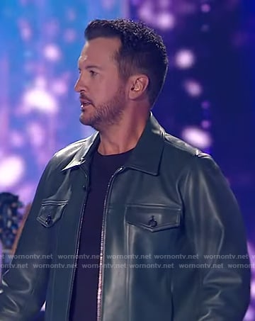 Luke Bryan's green leather jacket on American Idol