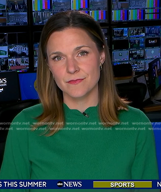 Maggie Rulli's green scalloped sweater on Good Morning America