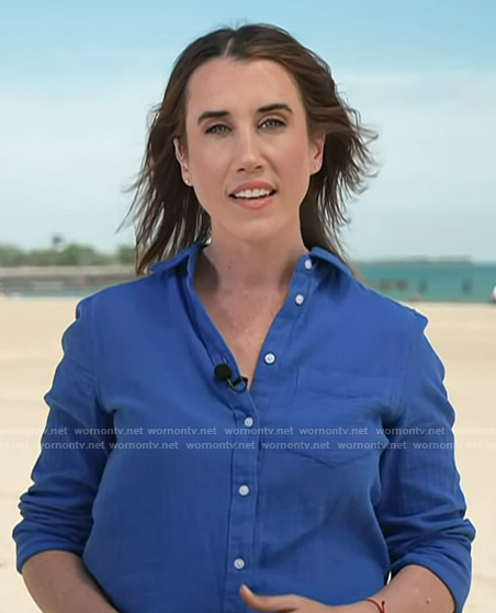 Maggie Vesper's blue button front shirt on NBC News Daily