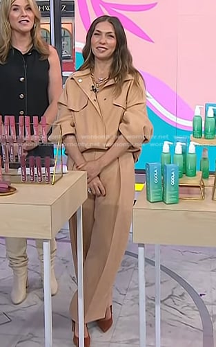 Melissa Garcia's beige flap pocket top and pants on Today