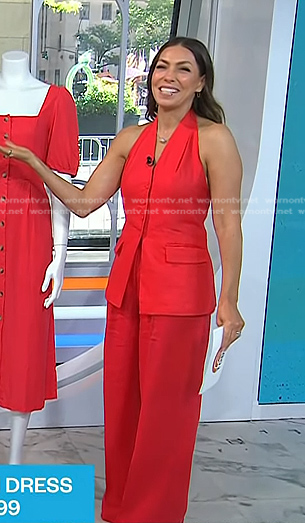 Melissa Garcia's red halter vest and wide-leg pants on Today