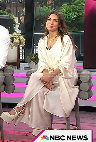 Melissa Garcia's white draped wrap dress on Today