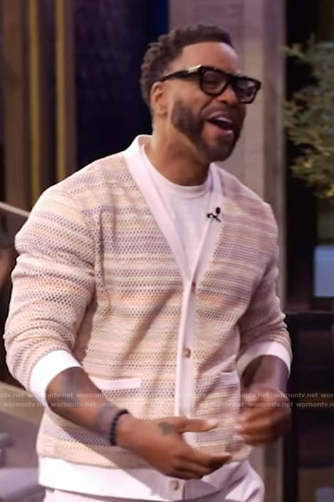 Method Man's stripe knit cardigan on Live with Kelly and Mark