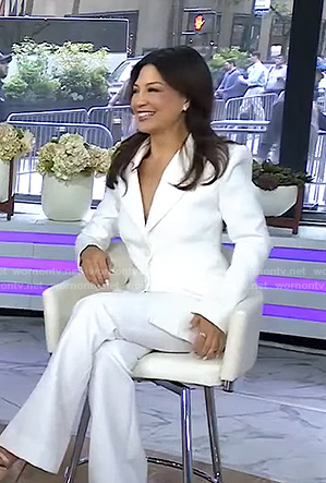 Ming-Na Wen's white blazer and flare pants on Today