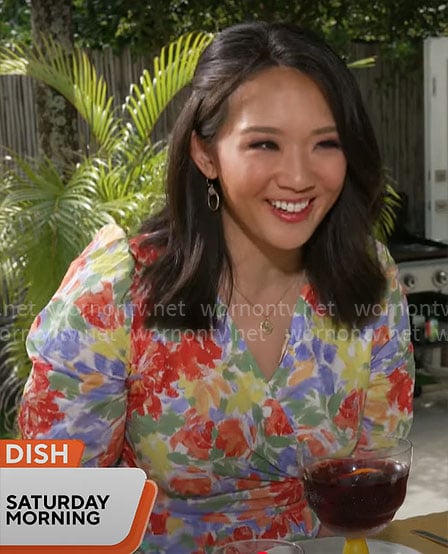 Nancy Chen's floral wrap dress on CBS Mornings