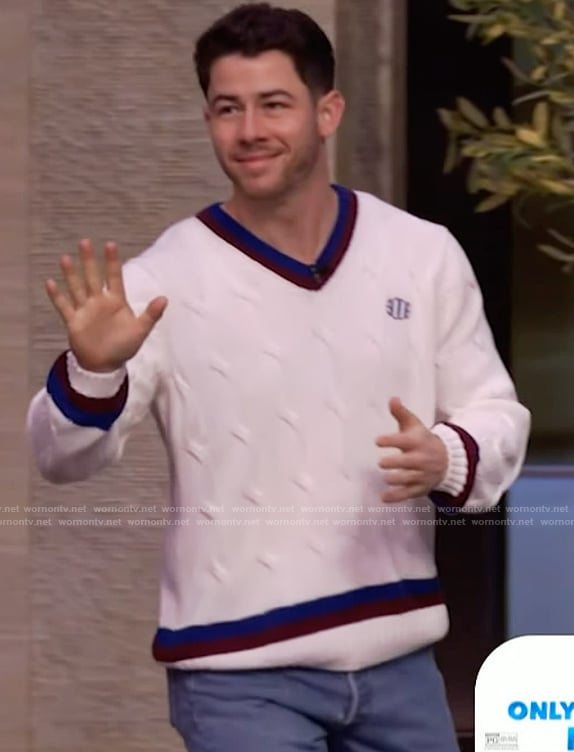 Nick Jonas's white sweater on Live with Kelly and Mark