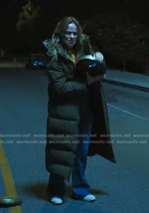 Olivia's green padded coat on The Studio