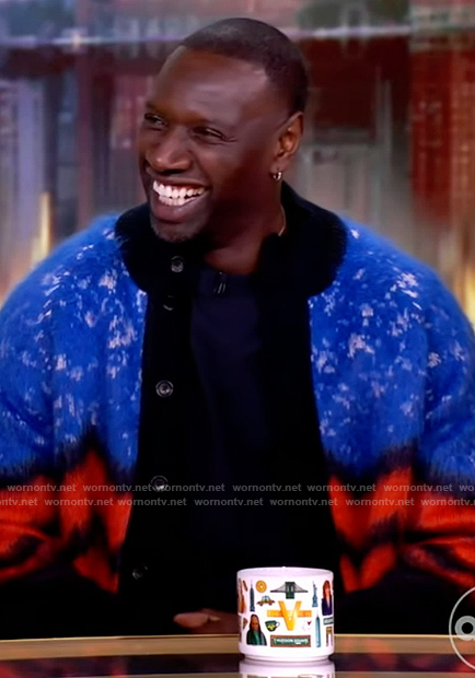 Omar Sy's mohair patterned cardigan on The View