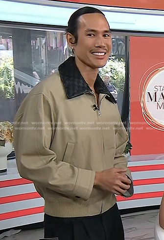 Patrick Ta's beige bomber jacket on Today
