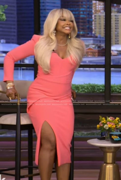 Phaedra's pink plunging dress on Live with Kelly and Mark