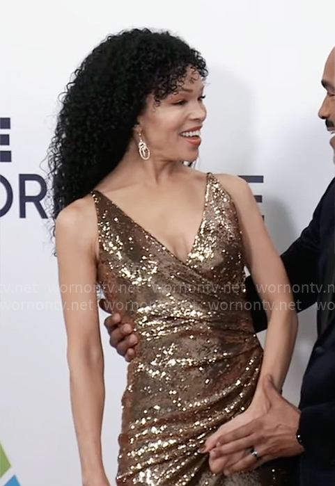 Portia's gold sequin 2025 Nurses Ball dress on General Hospital