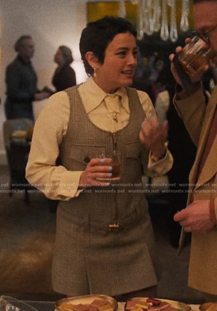 Quinn's plaid belted dress on The Studio