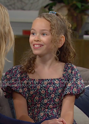 Rahcel’s floral puff sleeve dress on Days of our Lives