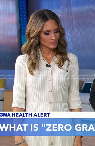 Rhiannon's ivory ribbed knit shirtdress on Good Morning America