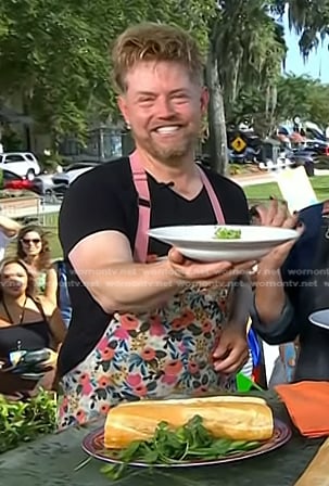 Richard Blais's pink floral apron on Today