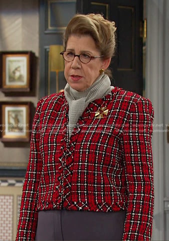 Rita's red plaid tweed jacket on Days of our Lives
