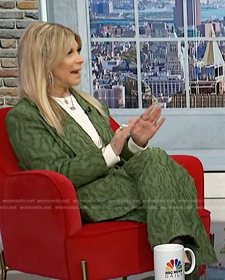 Robi Ludwig's green textured suit on NBC News Daily