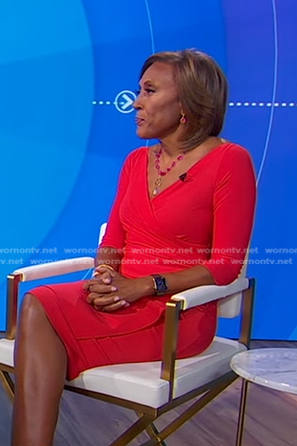 Robin's red ruffle jersey dress on Good Morning America