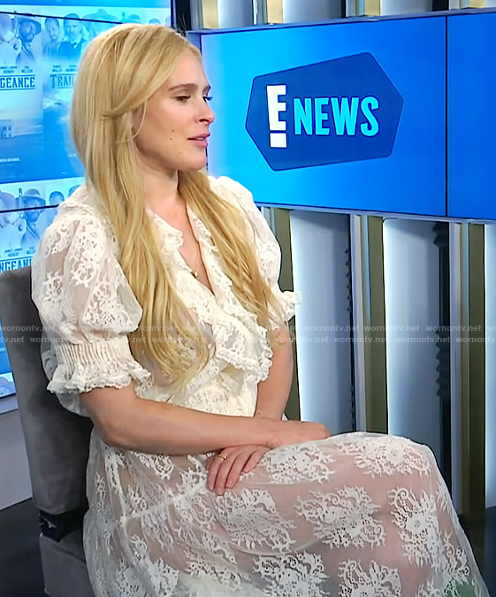 Rumer Willis's white lace top and skirt on E! News