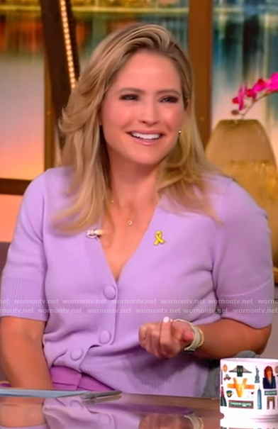 Sara's lavender short sleeve cardigan on The View