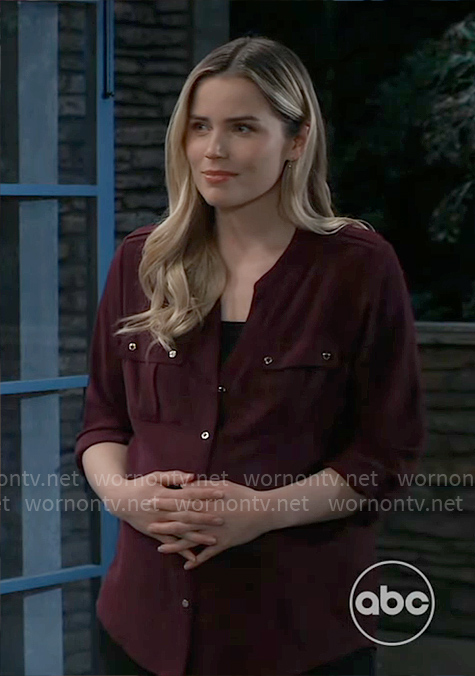 Sasha's purple button down top on General Hospital