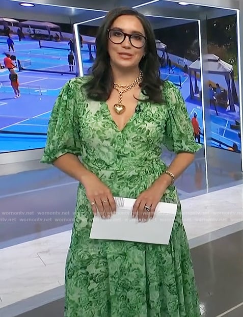 Savannah's green floral print wrap dress on NBC News Daily