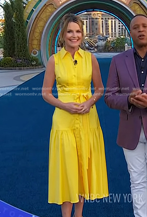Savannah's yellow sleeveless shirtdress on Today