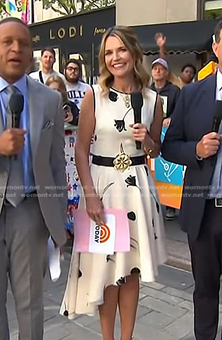 Savannah's white floral asymmetric dress on Today
