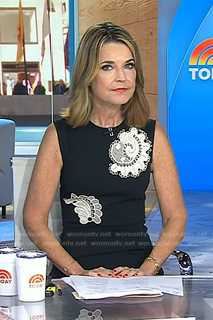 Savannah's black applique sleeveless dress on Today
