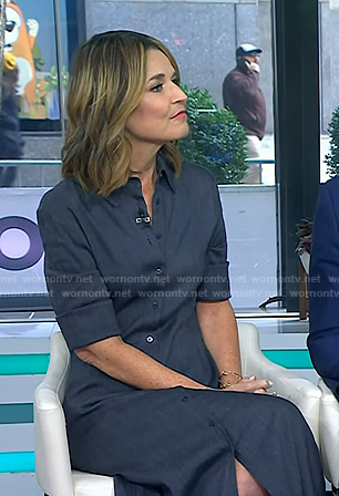 Savannah's navy midi shirtdress on Today
