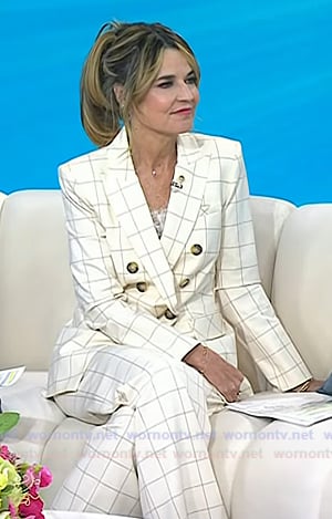 Savannah’s white check blazer and pant suit on Today