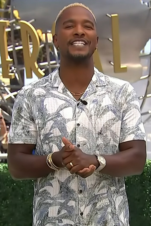 Scott's floral print shirt on Access Hollywood