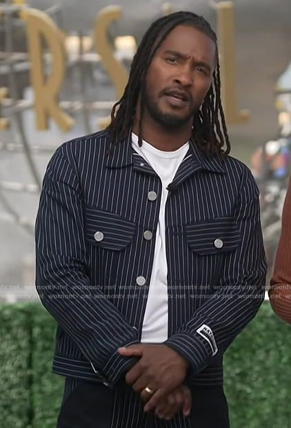 Scott's blue striped jacket on Access Hollywood