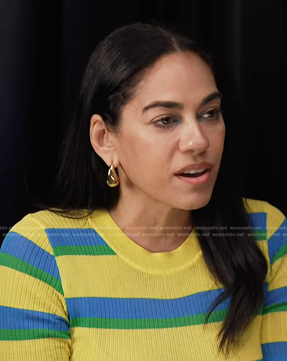 Sharon Carpenter's striped dress on E! News